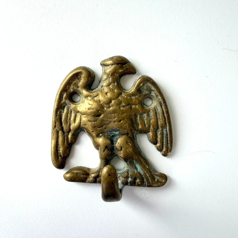 Vintage Solid Brass Eagle Wall Hook Federal Style Patriotic Americana Decor